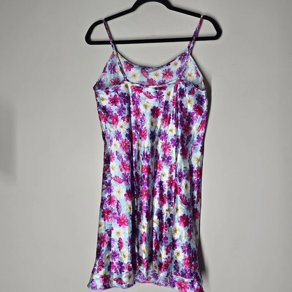 Fairy Coquette Satin Floral Babydoll Camisole‎ Slip Dress Secret Treasures Sz L
